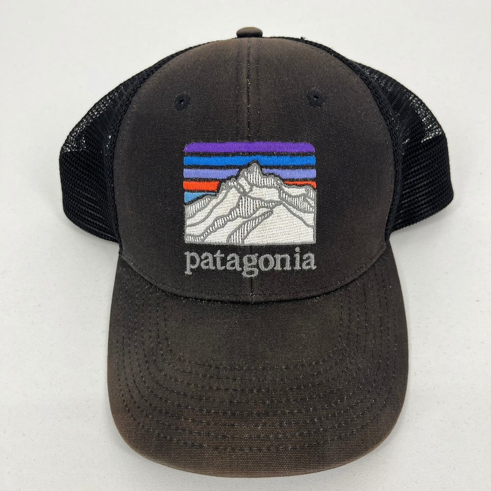 Patagonia Fitz Roy Trout Trucker Hat Black Mesh Snapback Cap NetPlus